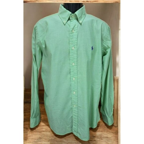 Ralph Lauren Mens Green Classic Fit Button-Down Shirt Large - Picture 1 of 8